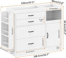 Bigbiglife Changing Table Dresser, Baby Nursery Dresser with 4 Drawers & 1 Cabinet & 3 Open Shelves Storage, Modern Diaper Changing Station for Children's Room, Changing Pad Included, White by TinyTreasures Baby Boutique