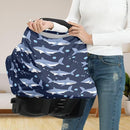 Binienty Cartoon Shark Print Car Seat Canopies for Baby Boys Girls, Women's Light Soft Nursing Cover Breastfeeding Scarf Breathable Stroller Cover for Sun and Windy by TinyTreasures Baby Boutique