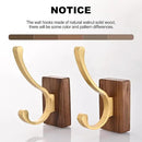 2 Pack Wooden Wall Hooks for Hanging, Adhesive Mounted Wall Mounted Boho Decorative Nature Wood Coat Hook for Towel Clothes Blanket Hat Backpack Robe Nursery Door Board Entryway Key Holder Gold by CozyNest Decor
