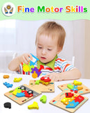 Yetonamr Wooden Toddler Puzzles Gifts Toys for 1 2 3 Years Old Boys Girls, 6 Vehicle Shape Montessori Toys Educational Blocks Kids Gift Baby Learning Toy Age 1-3, 2-4 by TinyTreasures Baby Boutique