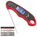 Lonicera Meat Thermometer Digital for Cooking Food. Waterproof & Instant Read for Kitchen Baking, BBQ. with Foldable Probe, Backlight & Calibration (Red) by TinyTreasures Baby Boutique