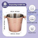 Amyhill 8 Pack Stainless Steel Ice Bucket 5.3 Quart/ 5 Liter with Handle Large Insulated Champagne Buckets Beer Bucket for Cocktail Bar Wine Parties Chilling Wine Champagne Home (Rose Gold) by CozyNest Decor