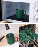 famiware Coffee Mugs Set of 4, Nebula 14oz Coffee Mugs, Ceramic Cup Set with Handle for Latte, Tea, Milk, Cappuccino, Cocoa, Dark Green by CozyNest Decor