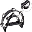 EastRock Double Row Tambourine,Metal Jingles Hand Held Percussion-Half Moon Tambourine for Adults, KTV, Party Black by TinyTreasures Baby Boutique
