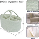 Diaper Caddy Organizer Cotton Rope Baby Basket Nursery Storage and Portable Tote Bag for Car Ideal Baby Shower Gifts and Registry Must-Have for Newborn Essentials Large light green by TinyTreasures Baby Boutique