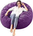 Bean Bag Chairs for Adults - Memory Foam Furniture BeanBag Chair - Kids/Teens Sofa with Soft Micro Fiber Cover - Round Fluffy Couch for Living Room Bedroom College Dorm - 4 ft, Purple by CozyNest Decor