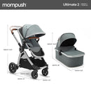 Mompush Ultimate 2 Baby Stroller for Infant and Toddler with Newborn Mode and Reversible Seat, All-Terrain Stroller with All-Wheel Suspension, Includes Car Seat Adapter and Large Storage Basket by TinyTreasures Baby Boutique