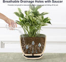 Sureasy Ceramic Indoor Plant Pots - 5.6 Inch Flower Pots for Plants with Drainage Hole and Saucer, Embossed Planter for Succulents, Orchid, Cactus, Indoor Home Decor, Set of 4, Black by GreenHaven Gardens