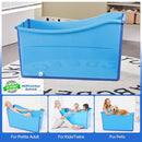 Collapsible Baby Bathtub Foldable Bathtub for Toddler Portable Large Foldable Bath Tub Bathtub for Kids Petite with Thermometer and Storage Basket (Blue) by TinyTreasures Baby Boutique
