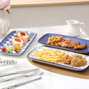 Selamica Ceramic Rectangular Serving Platters Set of 4, 12 Inch Serving Trays/Dishes for Party Entertaining, Rectangular Dinner Plates for Appetizer Salad Dessert Sushi, Vintage Blue by CozyNest Decor