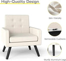 Kromax Mid-Century Modern Accent Chair for Living Room, 496 Lb. Weight Capacity, Dual Armrests, Comfy Extra Large Seat, Timeless Style Perfect for Reading & Relaxing, Beige by CozyNest Decor