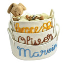 Personalized Baby Name Basket, Custom Woven Baby Shower Gift Basket with Cotton Rope Handle Baby Diaper Nursery Shelf Storage Basket Bin for Kids' Bedroom (Style 4) by TinyTreasures Baby Boutique