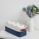 DULLEMELO Toilet Paper Baskets for Storage 15"x6"x5.5" Small Rectangular Baskets for Towels [2 Pack] Collapsible Fabric for Organizing Closet,Shelf,Toys (White&Blue) by TinyTreasures Baby Boutique