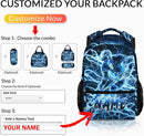 Personalized School Backpack for Kids Boys - 17 Inch Custom Ice Hockey Backpacks with Name for Kids Kindergarten Primary Senior Middle - Cool Durable Lightning Bookbag by TinyTreasures Baby Boutique