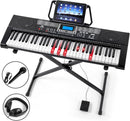 Piano Keyboard, Electric Keyboard Piano with light-Up Key, 255 Tones & Rhythms, Smart Learning System, Headphone/Mic, Stand, Bench, 61 Key Piano Keyboard for Beginners, Kids (Black-1) by TinyTreasures Baby Boutique