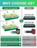 Large Seed Starter Trays with Heat Mat, Seed Starter Kit with 48 Full Spectrum LEDs, 24 Large Cells Seed Germination Kit with Adjustable Humidity Vents for Indoor Plants Seeds Starting by GreenHaven Gardens