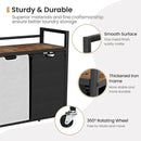Laundry Hamper, Laundry Basket, Laundry Sorter with 2 Removable Bags, Clothes Basket with 2 Compartments, Wheels, Shelf for Laundry Room Bathroom Bedroom (2 Bags-Black Grey) by CozyNest Decor