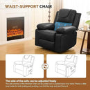 Recliner Chair with Electric Massage Adjustable Footrest & Heat, Manual Leather Recline for Adults Living Room Remote Control (Black) by CozyNest Decor