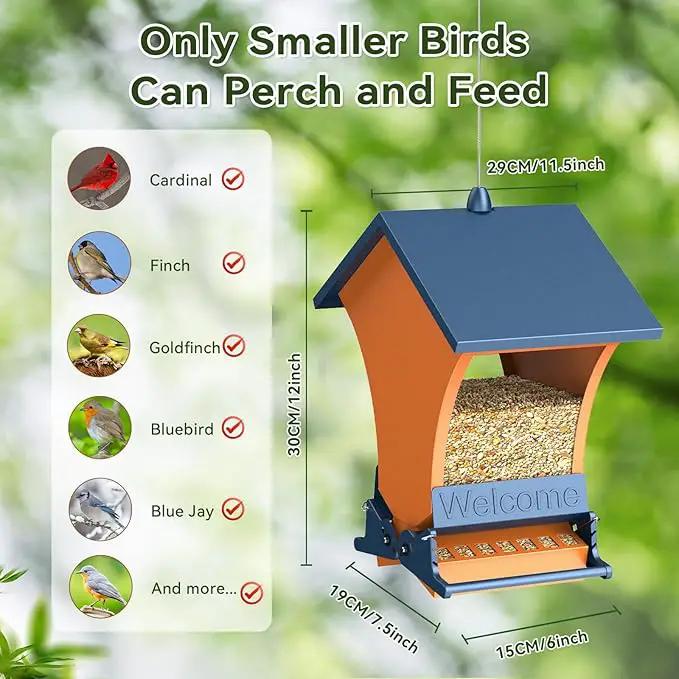 Wildpark Squirrel Proof Bird Feeders for Outdoors, 5LB Metal Hanging Feeders, Large Wild Feeders for Cardinals, Chickadees, Durable Backyard Feeders-One in Orange, photo 4 of 7