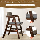 Solid Wood High Chair for Toddlers to Teens, Adjustable Height Toddler Dining Chair, Easy to Clean Toddler Highchair with Removable PU Cushion for Dining, Studying, Step Tool, Walnut by TinyTreasures Baby Boutique