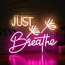 Just Breathe Neon Sign Dimmable Breathe Neon Signs Light Up Sign for Wall Decor LED Letters Neon Light by USB for Bedroom Yoga Studio Gym Reading Room(12.6 * 16.5In) by CozyNest Decor