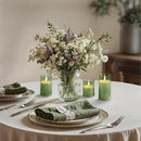 Homemory Green Glass Flameless Candles, Battery Operated LED Pillar Candles with Remote Control and Timer, Radiance Candles, Real Wax, Set of 3,D3 xH4 5" 6" by CozyNest Decor