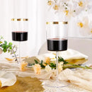 Ciaell 12 Pack Plastic Wine Glasses - 14 Oz Plastic Wine Glasses with Stem - Square Gold Disposable Stemmed Glass for Parties & Weddings & Outdoors & Thanksgiving by CozyNest Decor