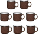 Set of 8 Ceramic Campfire Mugs – 15 Oz, Brown – Coffee & Tea Cups for Home, Work, Travel, Camping – Customizable, Great for DIY, Events, Companies by CozyNest Decor