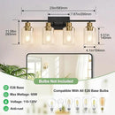 4-Light Bathroom Light Fixtures, Black and Gold Modern Vanity Lights with Clear Glass Shades, Bathroom Wall Lamp for Mirror Living Room Cabinet Bedroom Porch by CozyNest Decor