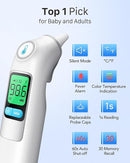 Ear Thermometer, Highly Accurate Ear Thermometer for Kids, Adults and Babies, 30 Memory Recall, 1s Result and 3-Color Fever Alert, with 24 Disposable Probe Covers, White by TinyTreasures Baby Boutique