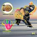 Handcrafted Wooden Elephant Figurine – Traditional Artwork, Gold & Gemstone Embellishments – Lucky Decorative Elephant Statue for Prosperity | Beautiful Elefantes Decorativos para Sala (Black & Gold) by CozyNest Decor