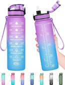 Enerbone Water Bottle, Leakproof BPA & Toxic Free, Motivational Water Bottle with Times to Drink and Straw, Fitness Sports Water Bottle with Strap for Office, Gym, Outdoor Sports by CozyNest Decor