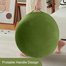 MeMoreCool Round Stuffed Pouf Ottoman Foot Rest, Floor Pouf Foot Stool with Soft Foam Chunk Filling, Small Round Ottoman Footstool Circle Footrest for Living Room, Green by CozyNest Decor