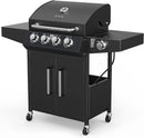 ROVSUN 4-Burner Propane Gas BBQ Grill with Side Burner & Enameled Cast Iron Grates, 58,000 BTU Barbecue Grill with Wheels for Outdoor Patio Backyard Cooking Grilling, Black by GreenHaven Gardens