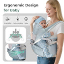 FRUITEAM 6-in-1 Baby Carrier with Waist Stool/Hip Seat for Breastfeeding, One Size Fits All - Adapt to Newborn, Infant & Toddler (Blue) by TinyTreasures Baby Boutique