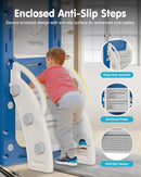 Babytronic Toddler Slide Set, 8 in 1 Kids Slide, Indoor Outdoor Slide for Toddlers Age 1-3, Toddler Playset with Basketball Hoop and Tunnel, Toddler Indoor Outdoor Playground, Blue&Grey by TinyTreasures Baby Boutique