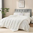Esterra Chunky Knit Blanket Throw, 100% Handmade Chenille Throw Blanket 40"x50", Soft Thick Yarn Cable Knit Crochet Throw Blanket Rope Knot Throw for Couch Bed Sofa, Bright White by CozyNest Decor