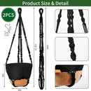 GARDIFE 10 Inch Hanging Planters with Macrame Plant Hanger for Indoor and Outdoor Plants, 2 Pack Large Self Watering Hanging Plant Pot with Basket Flower Pot with Drainage Hole, Black by GreenHaven Gardens