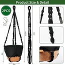 GARDIFE 10 Inch Hanging Planters with Macrame Plant Hanger for Indoor and Outdoor Plants, 2 Pack Large Self Watering Hanging Plant Pot with Basket Flower Pot with Drainage Hole, Black by GreenHaven Gardens