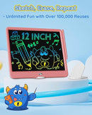 TEKFUN LCD Writing Tablet for Kids Girls Toys, 12 Inch Erasable Drawing Tablet Doodle Board Colorful Doodle Pad, Gifts for Toddlers Girls Adults (Pink) by TinyTreasures Baby Boutique