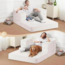 Folding Bean Bag Chair for Adults,3-in-1 Bean Bag Couch Faux Fur Floor Sofa Large Beanbag Convertible Bean Bag Sofa Bed with Pillow in Bedroom,Living Room,Apartment(Twin,Milky White) by CozyNest Decor