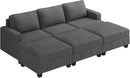 Nolany Corduroy Sectional Couch with Storage Ottoman, Sleeper Sectional Sofa with Chaise, Modular Sectional Couches for Living Room, Dark Grey by CozyNest Decor
