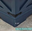 Blue Coffee Table with Storage, Cocktail Table with Hinged Lift Top, Farmhouse Square Wood Center Table with Large Hidden Storage Compartment for Living Room, Square Coffee Table, Metal Edges Decor by CozyNest Decor