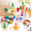 OESSUF Stacking Rocks 40Pcs Stacking Rocks Balancing Stacking Stones Wooden Stacking Toys Wooden Stone Stacking Game for Toddler Wood Sorting Montessori Stacking Rocks for Kids by TinyTreasures Baby Boutique