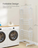 SONGMICS Clothes Drying Rack Stand 4-Tier, Foldable Laundry Drying Rack 68.1-Inch Tall, Stainless Steel, Rolling Clothes Horses Dryer Rack, Easy to Assemble, Indoor Outdoor Use, Cloud White ULLR701W03 by TinyTreasures Baby Boutique