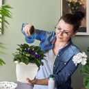 Plastic Flower Pots Planters for Indoor Plants, 3 Pack 10 Inch White Plant Pots with Drainage Hole & Tray, Modern Decorative Large Plant Pot with Saucer for Indoor Outdoor Plants Garden House Planter by CozyNest Decor