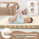 Baby Play Mat 47x47 Inches, Extra Thick 1.2" Foam Floor Mat for Tummy Time & Crawling, Waterproof Non-Slip Faux Leather Playpen Mat for Infants Toddlers, Indoor Outdoor Gym Activity, Beige by TinyTreasures Baby Boutique