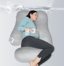 MOON PARK Pregnancy Pillows for Sleeping - U Shaped Full Body Maternity Pillow with Removable Cover - Support for Back, Legs, Belly, HIPS - 57 Inch - Light Grey - Cooling Cover by TinyTreasures Baby Boutique