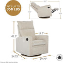Arya Modern Nursery Glider Recliner Chair – Cozy Nursing Chair with 360° Swivel for New Parents, Gentle Motion, Compact Design, High Back & Low Armrests, Canadian Made (Cream/Beyond Sheep Fabric) by TinyTreasures Baby Boutique