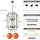 30" Black Farmhouse Chandelier, 10-Light Foyer Lighting Fixtures, Lantern Tiered Pendant Light Fixtures, Metal Wood Grain Finish Rustic High Ceiling Chandelier for Dining Room Entryway Staircase by CozyNest Decor